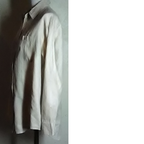NY Khakis Beige  100% Linen Button Down Shirt Size - Picture 3 of 4